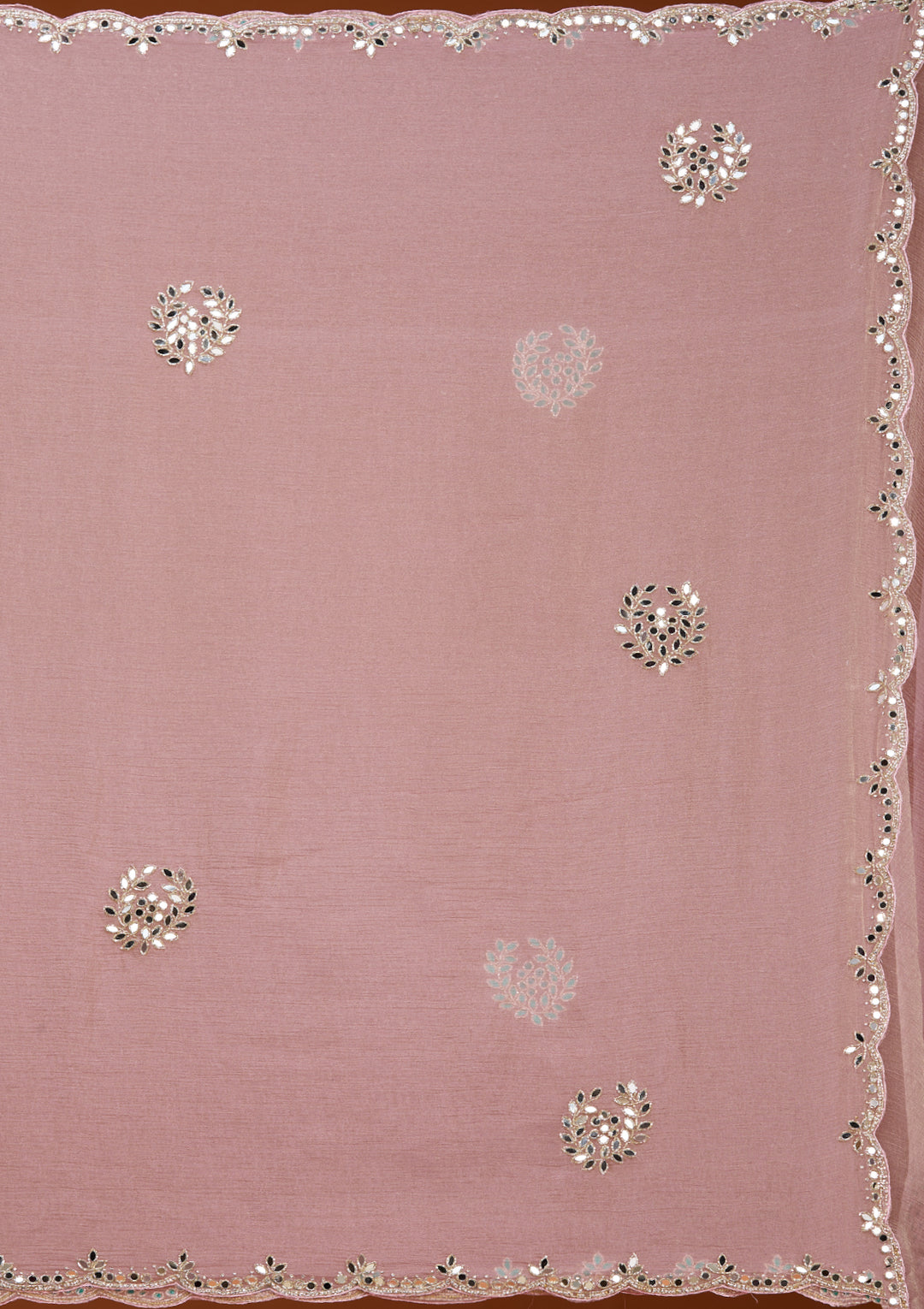 Pink Tissue Mirrorwork Saree With Matching Blouse Piece