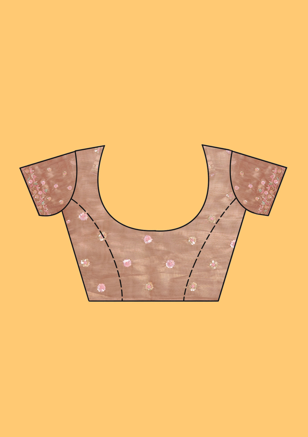 Baby Pink Tissue Aariwork Saree With Matching Blouse Piece