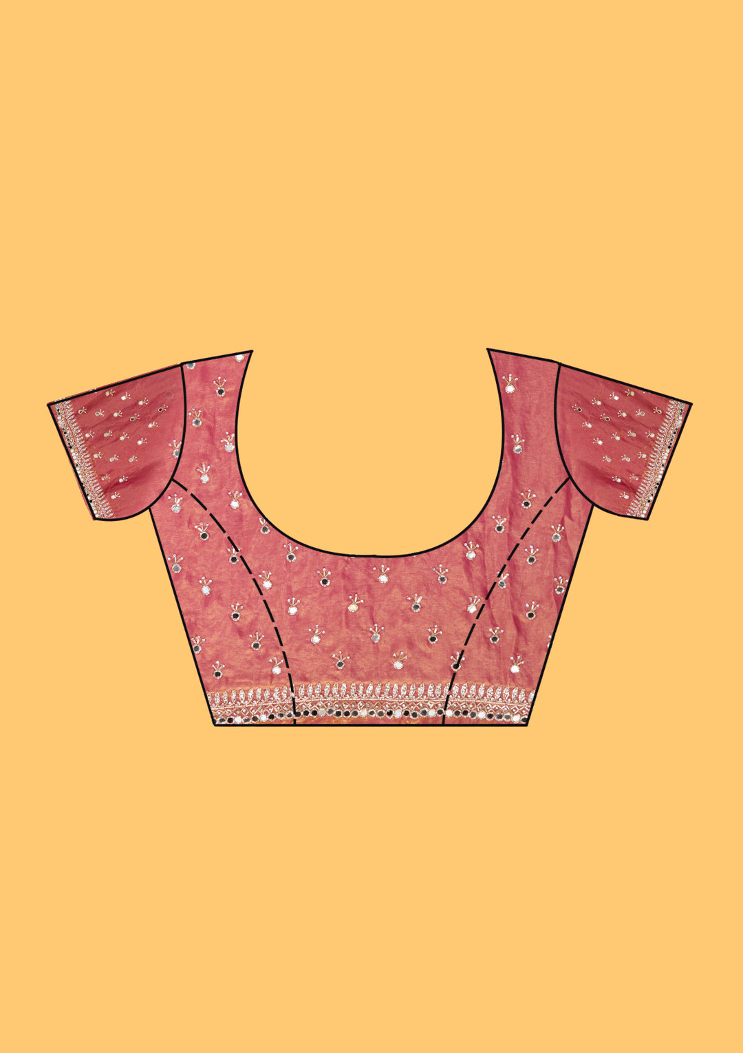 Rust Tissue Cutdana Saree With Matching Blouse Piece