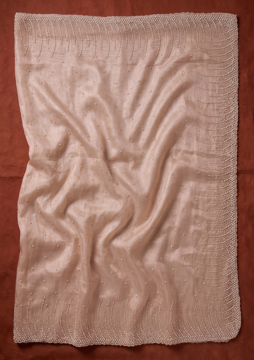 Beige Sequins Tissue Saree