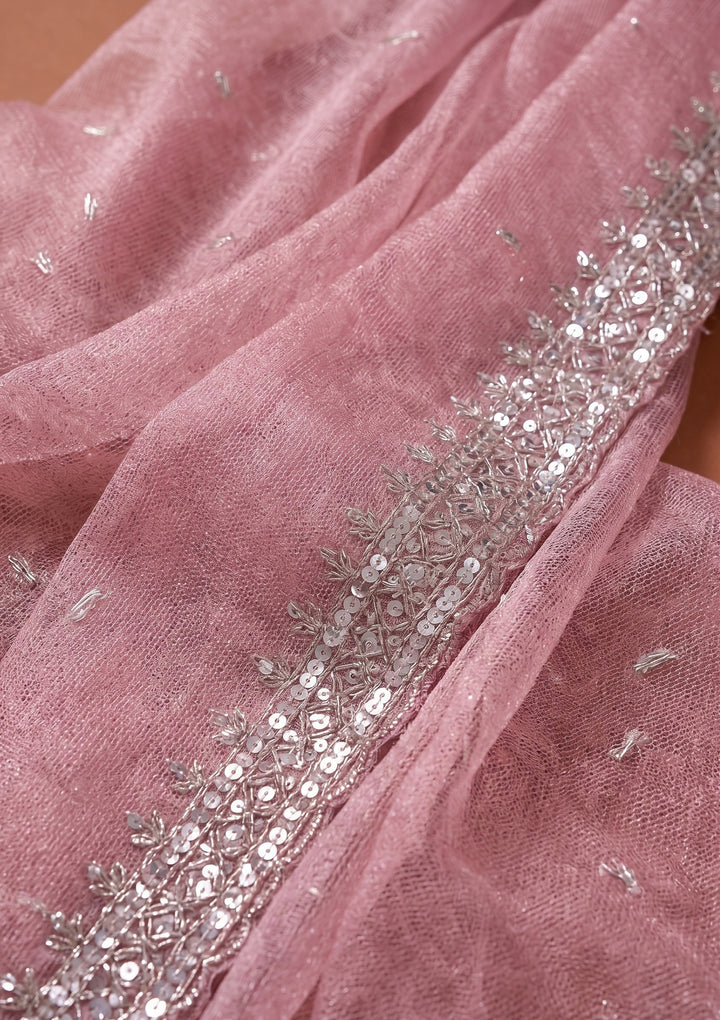 Pink Sequins Tissue Saree