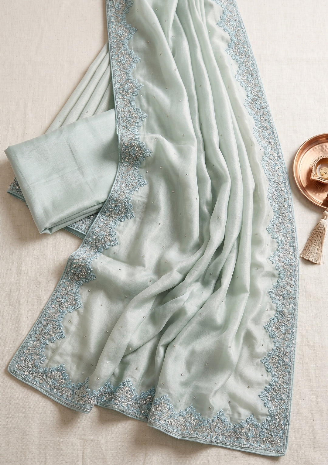 Blue Cutdana Tissue Saree
