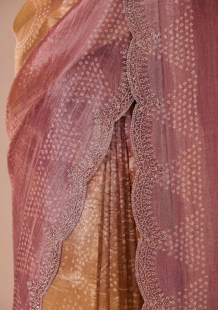Purple Swarovski Georgette Saree