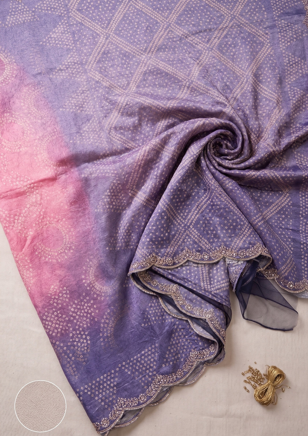 Lavender Stonework (Gold) Organza Saree