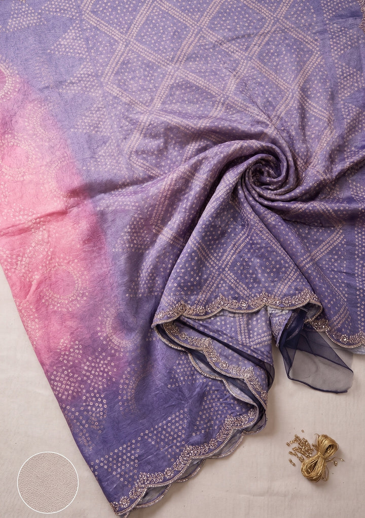 Lavender Stonework (Gold) Organza Saree