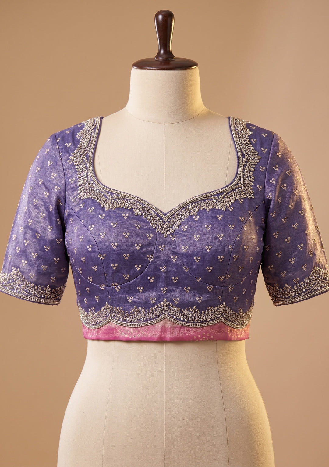 Lavender Stonework (Gold) Organza Saree