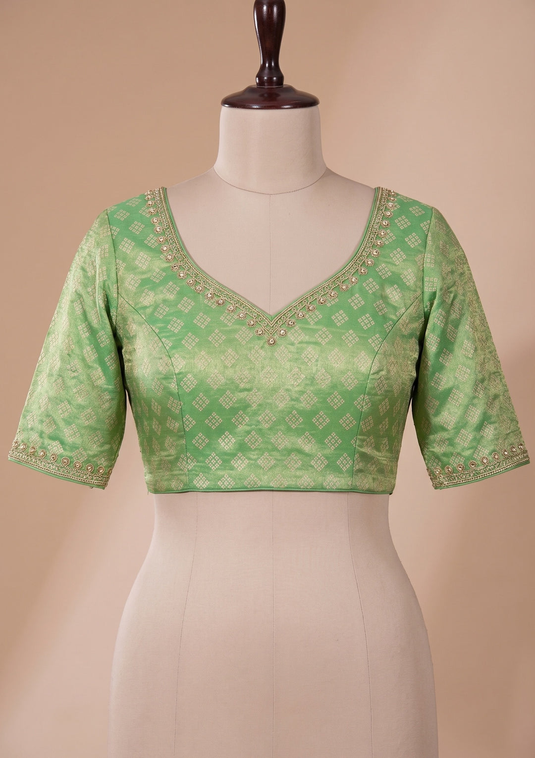 Sea Green Stonework (Gold) Organza Saree