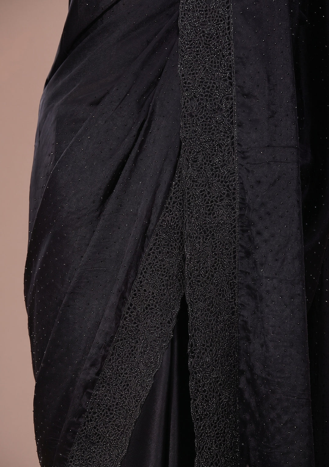 Black Cutwork Satin Saree