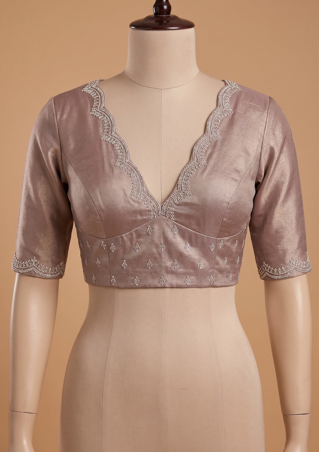 Brown Stonework (Gold) Tissue Saree