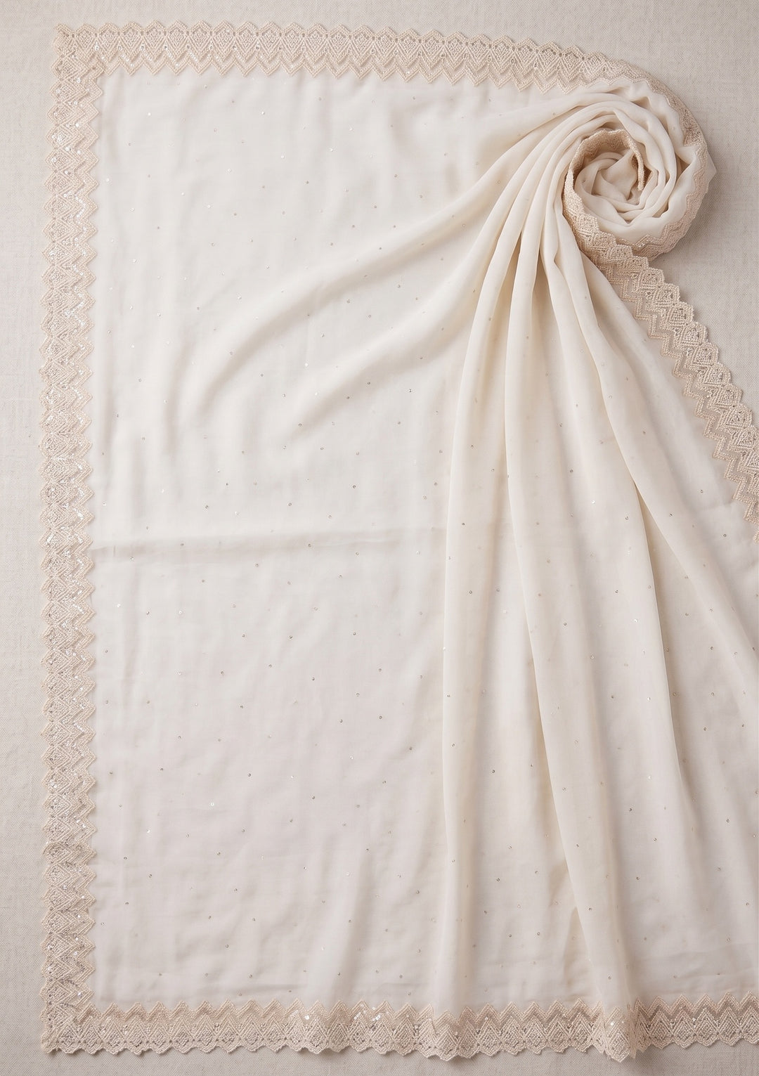 Off White Pearlwork Organza Saree