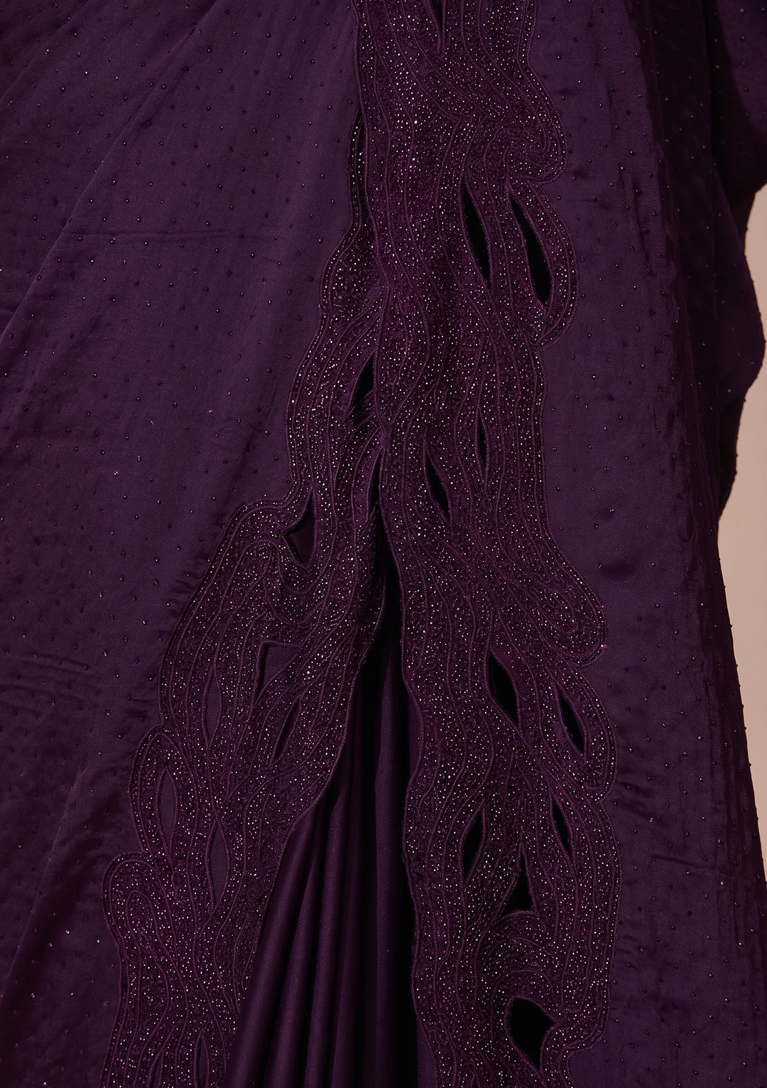 Purple Swarovski Satin Saree