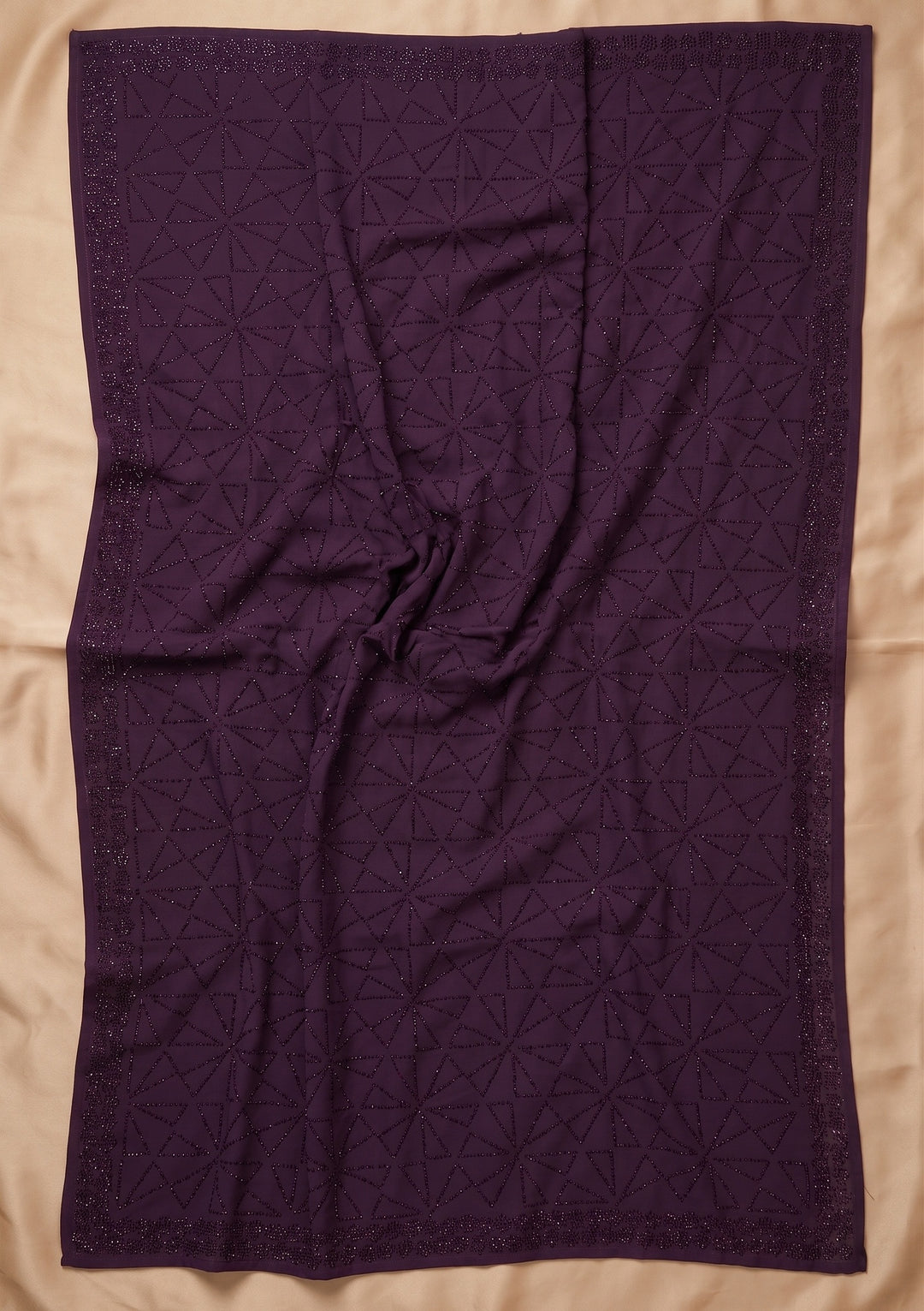 Purple Swarovski Satin Saree