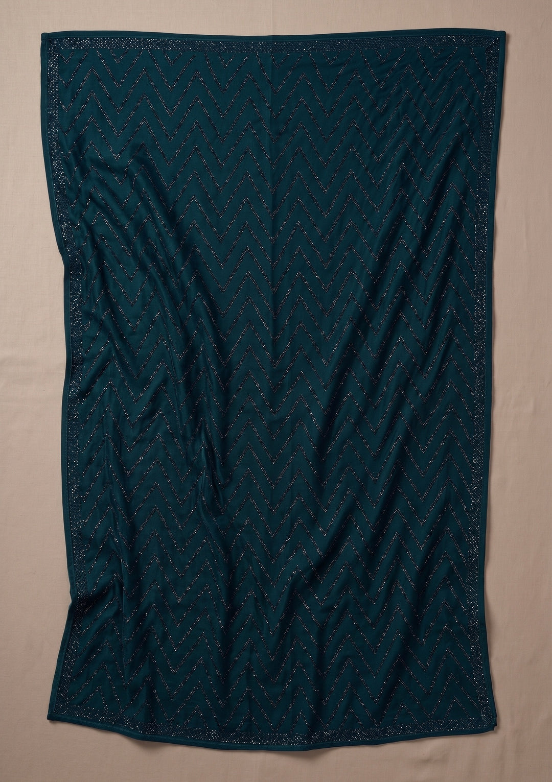 Peacock Blue Swarovski Satin Saree