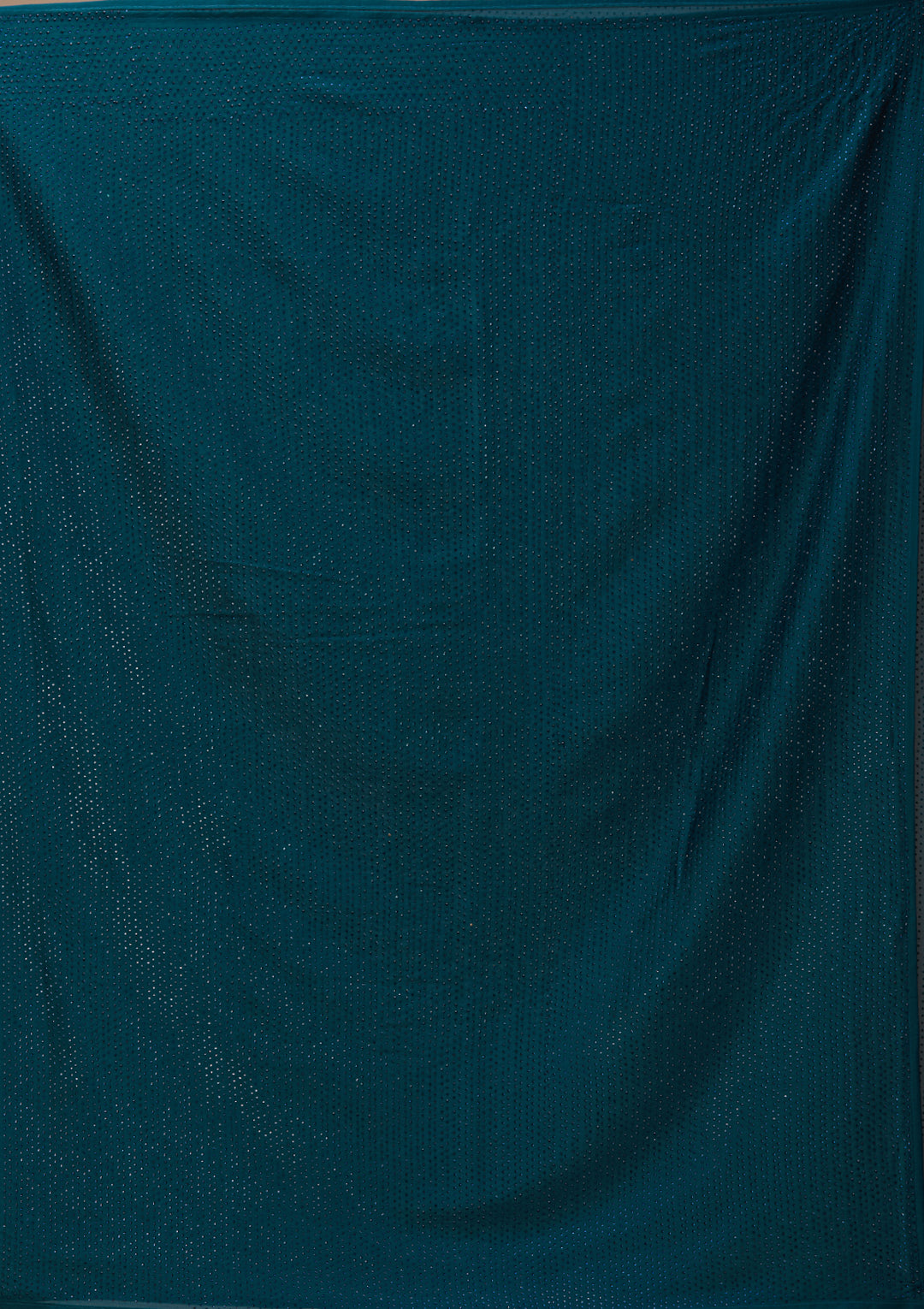 Peacock Blue Satin Swarovski Saree With Matching Blouse Piece