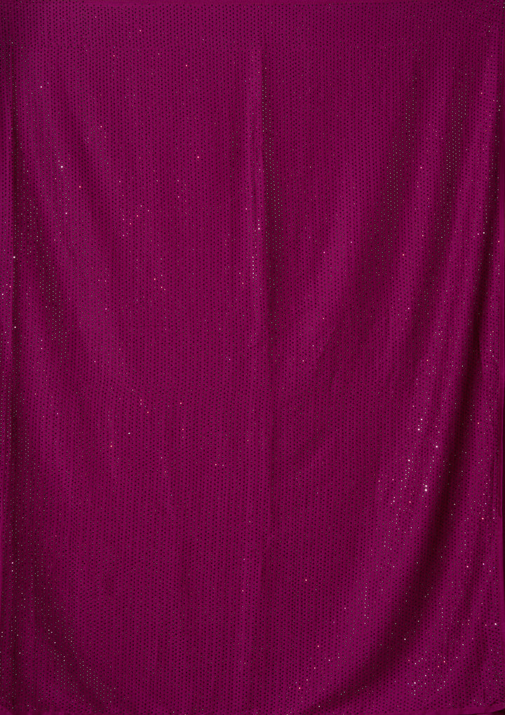 Wine Satin Swarovski Saree With Matching Blouse Piece