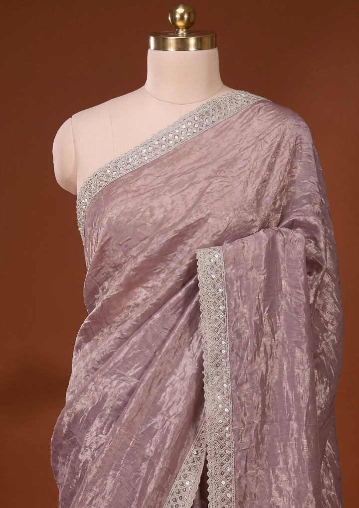 Light Brown Stonework (Gold) Tissue Saree
