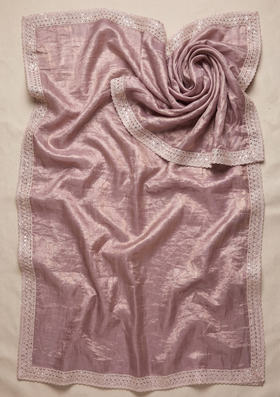 Light Brown Stonework (Gold) Tissue Saree