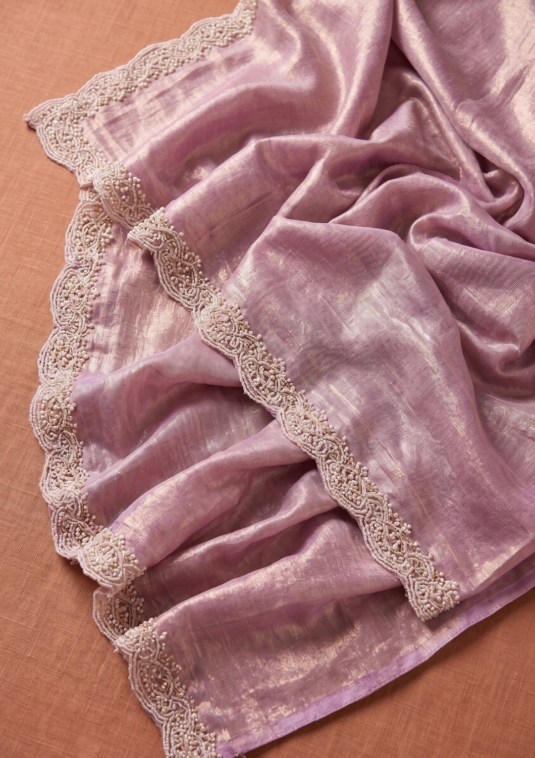 Mauve Stonework (Gold) Tissue Saree