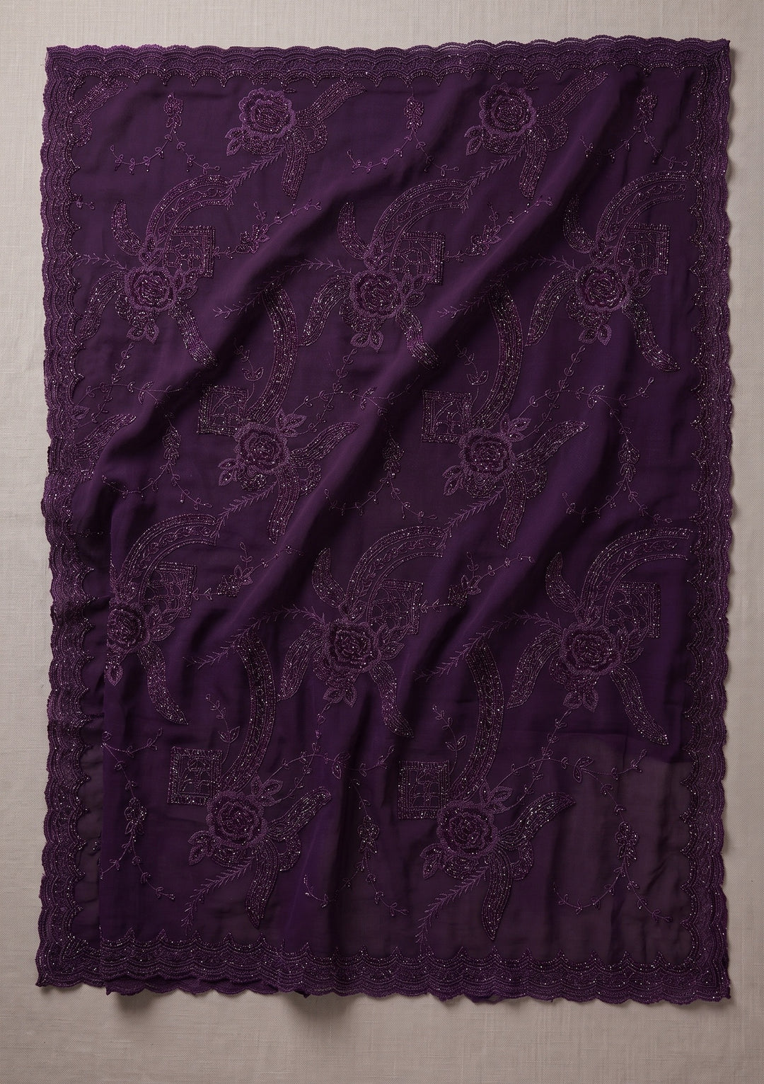 Purple Swarovski Georgette Saree