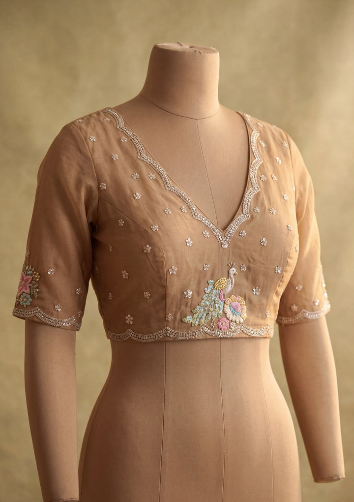 Mustard Yellow Satin Gold Zariwork Saree With Matching Blouse Piece