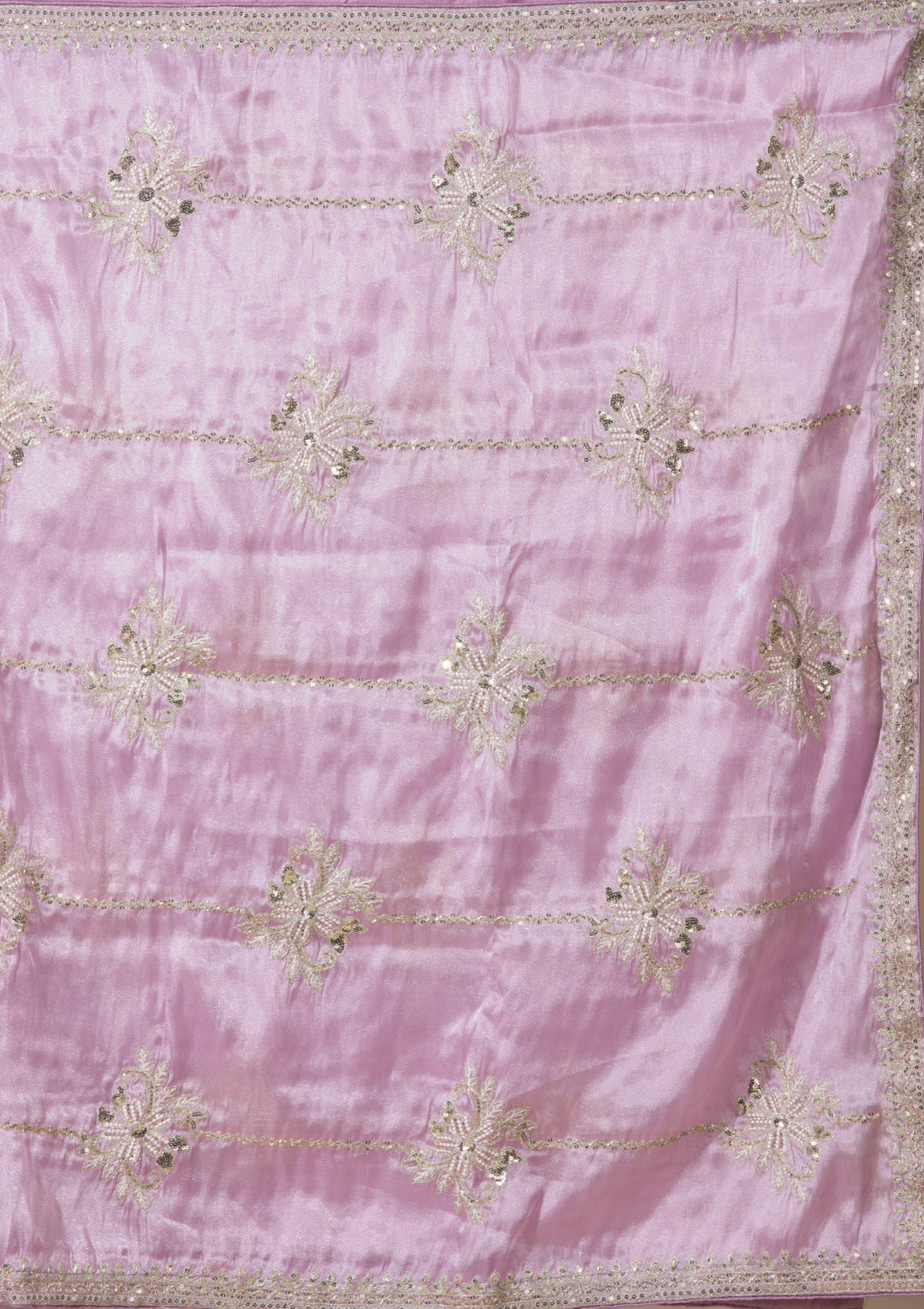 Lavender Tissue Sequins Saree With Matching Blouse Piece