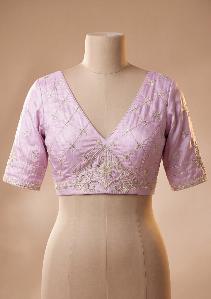 Lavender Tissue Sequins Saree With Matching Blouse Piece