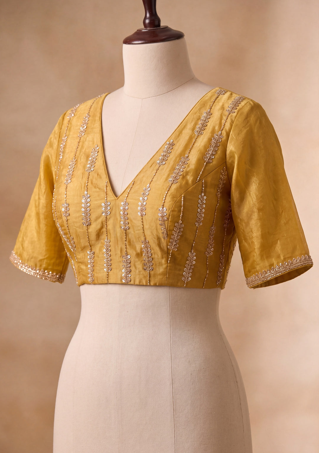 Gold Tissue Sequins Saree With Matching Blouse Piece