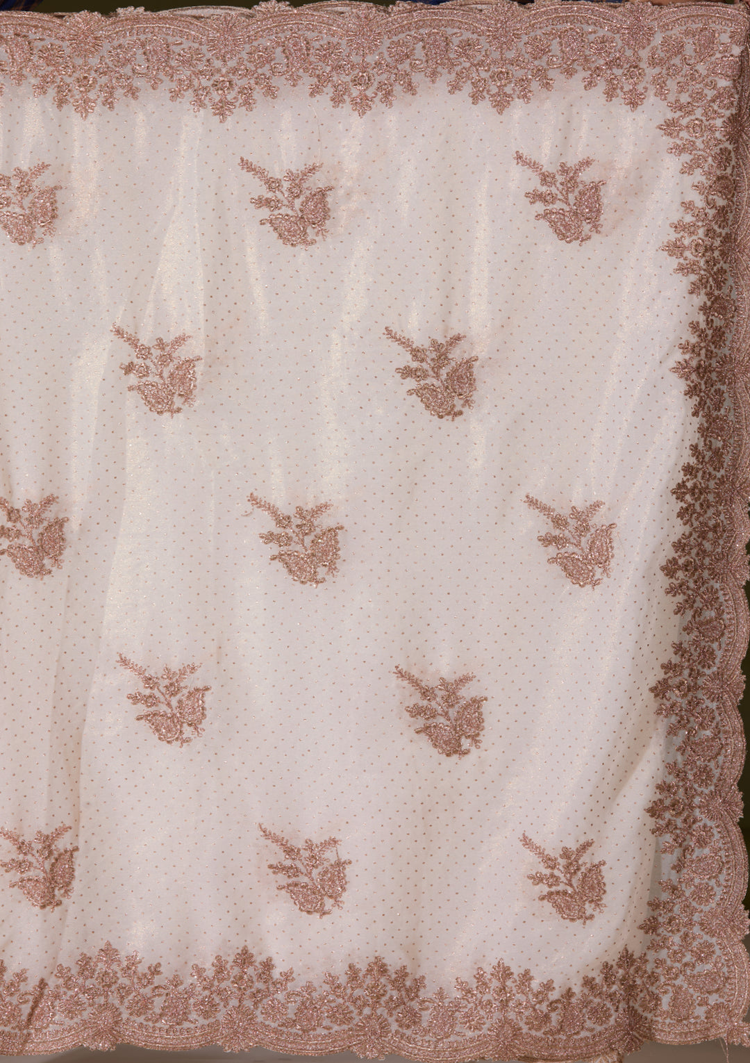 Off White Tissue Gold Stonework Saree With Matching Blouse Piece