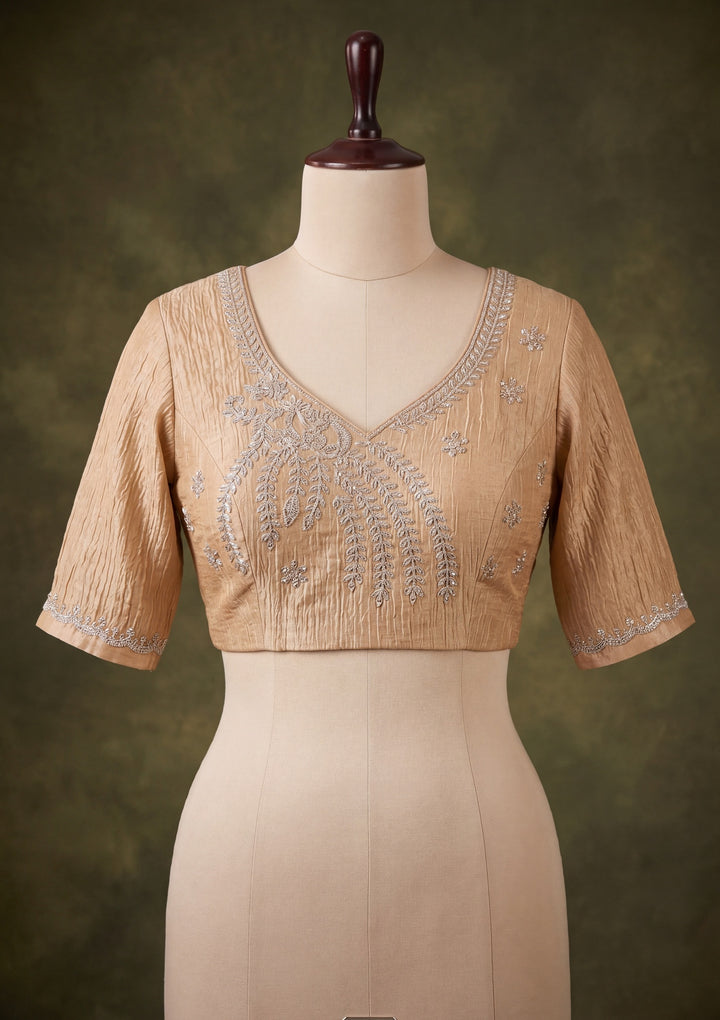 Gold Tissue Gold Stonework Saree With Matching Blouse Piece