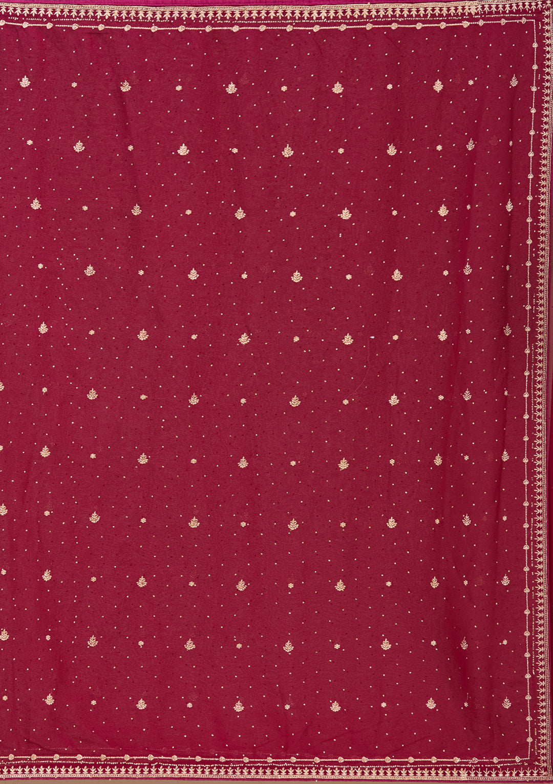 Wine Georgette Gold Zariwork Saree With Matching Blouse Piece