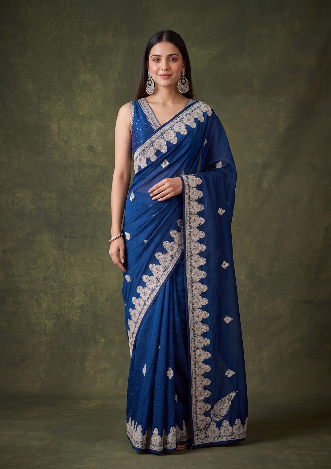 Peacock Blue Soft Raw Silk Gold Zariwork Saree With Matching Blouse Piece