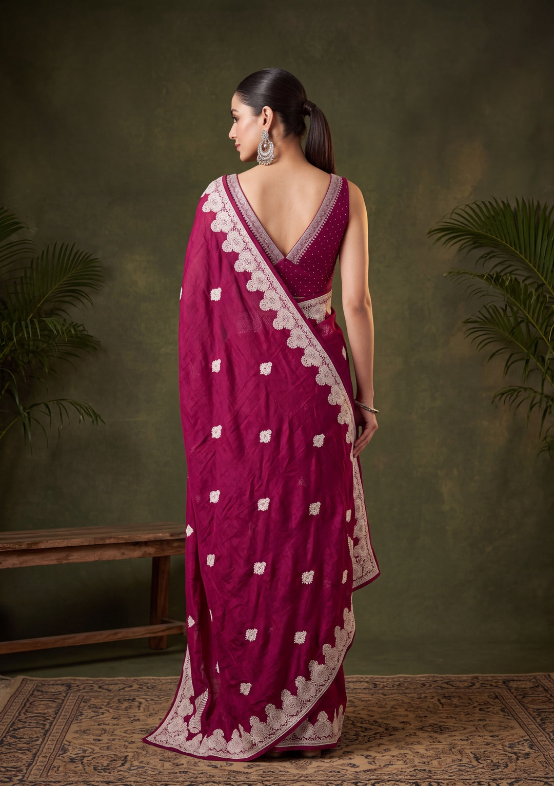 Wine Soft Raw Silk Gold Zariwork Saree With Matching Blouse Piece
