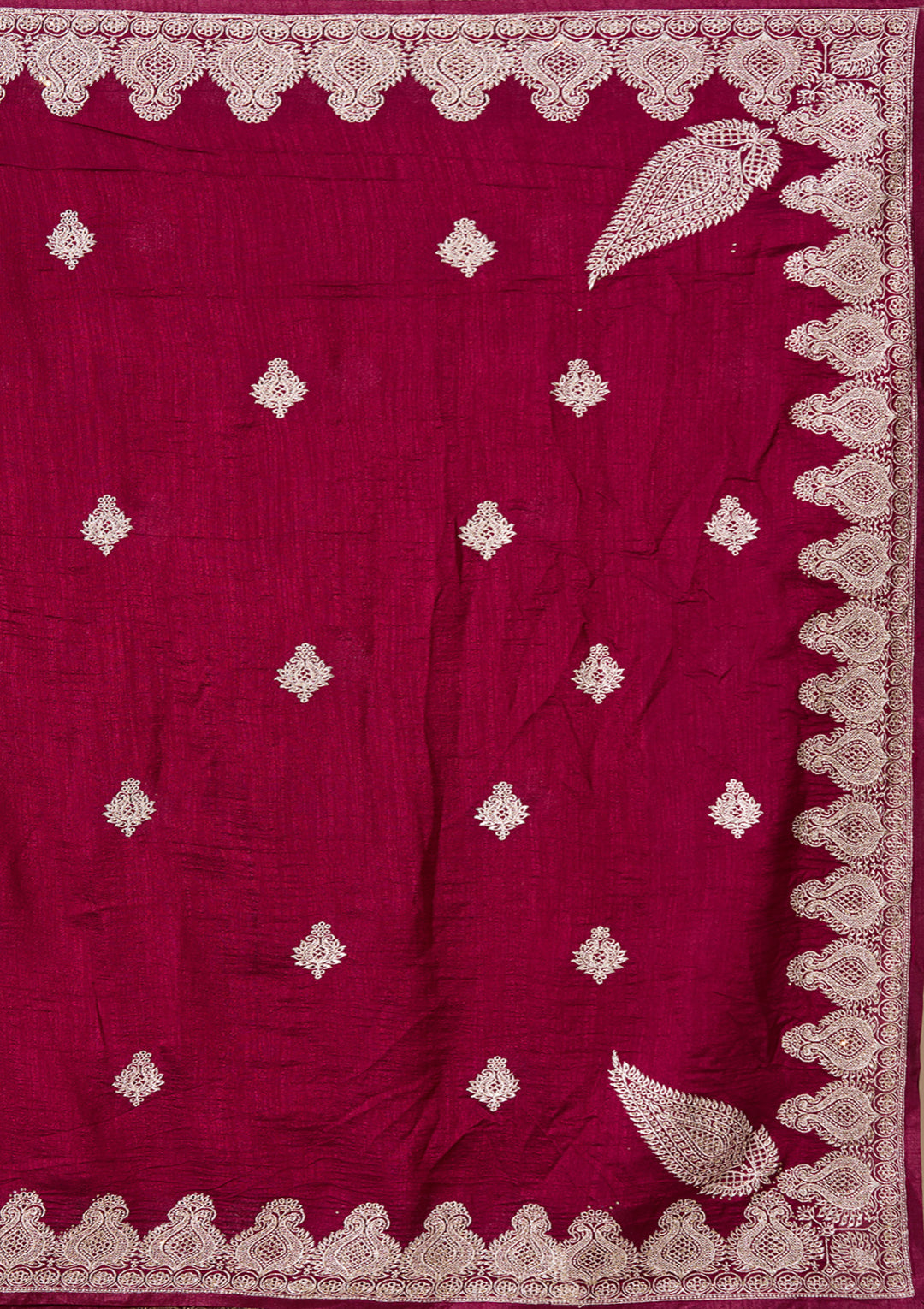Wine Soft Raw Silk Gold Zariwork Saree With Matching Blouse Piece