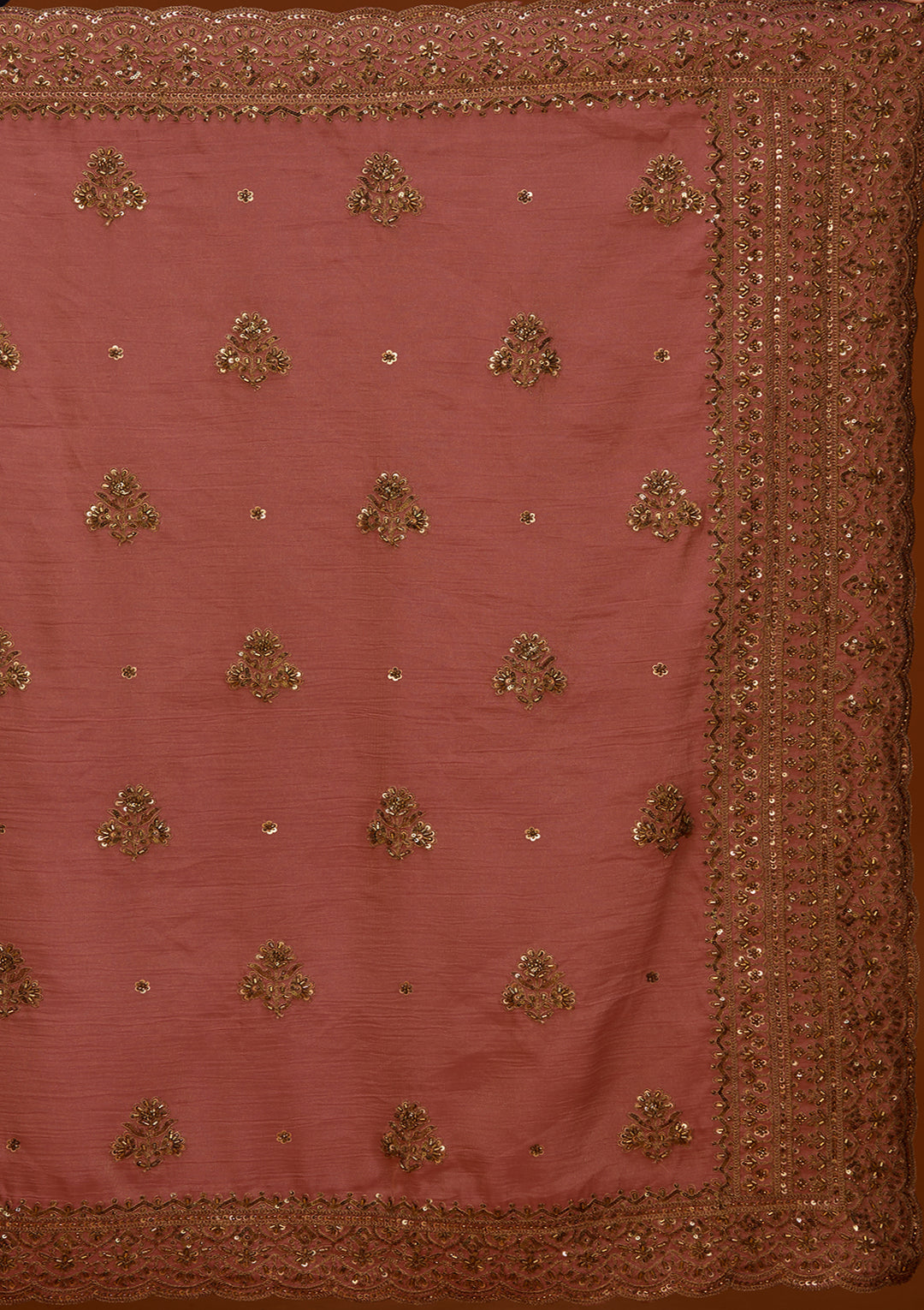 Onion Pink Tissue Cording Saree With Matching Blouse Piece