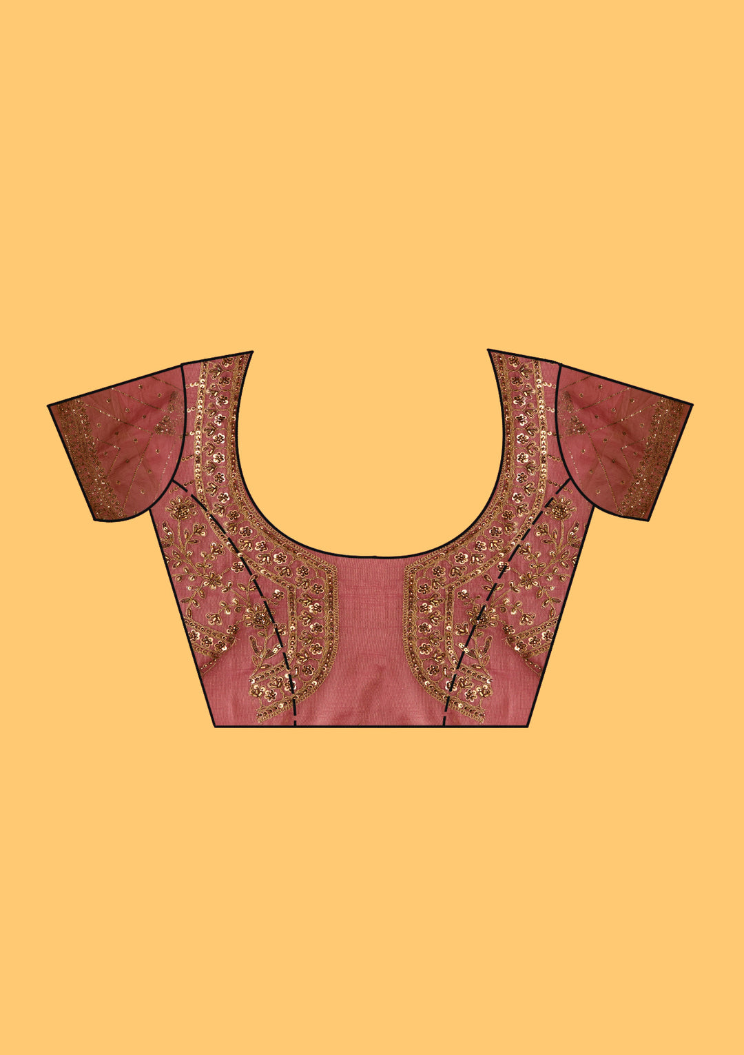 Onion Pink Tissue Cording Saree With Matching Blouse Piece