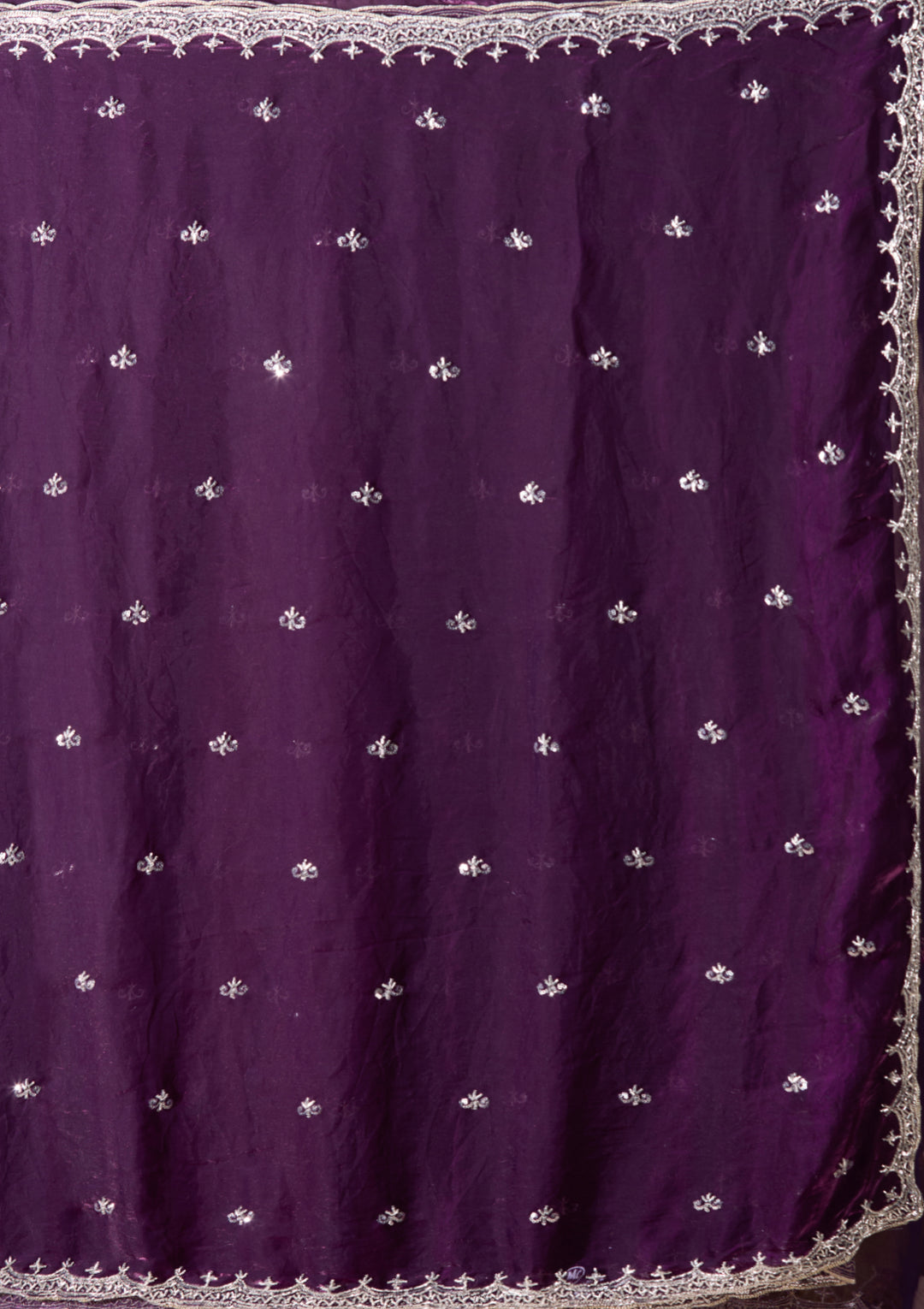Purple Tissue Cutdana Saree With Matching Blouse Piece