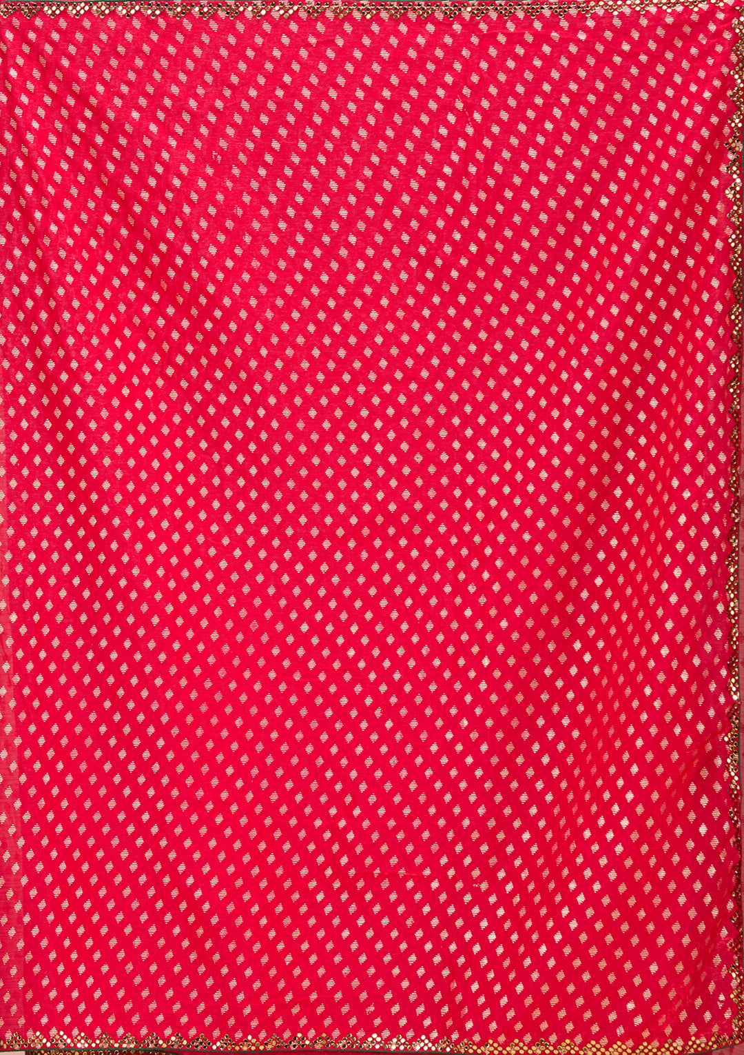 Rani Pink Chanderi Mirrorwork Saree With Matching Blouse Piece