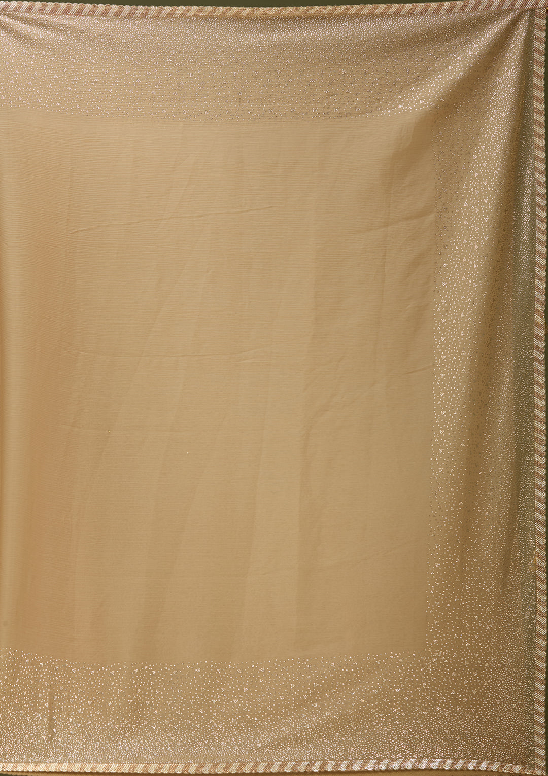 Beige Chiffon Gold Stonework Saree With Matching Blouse Piece