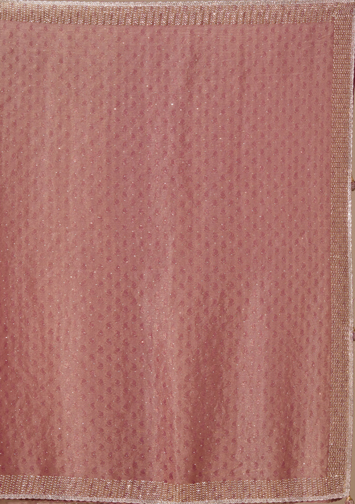Mauve Tissue Gold Stonework Saree With Matching Blouse Piece