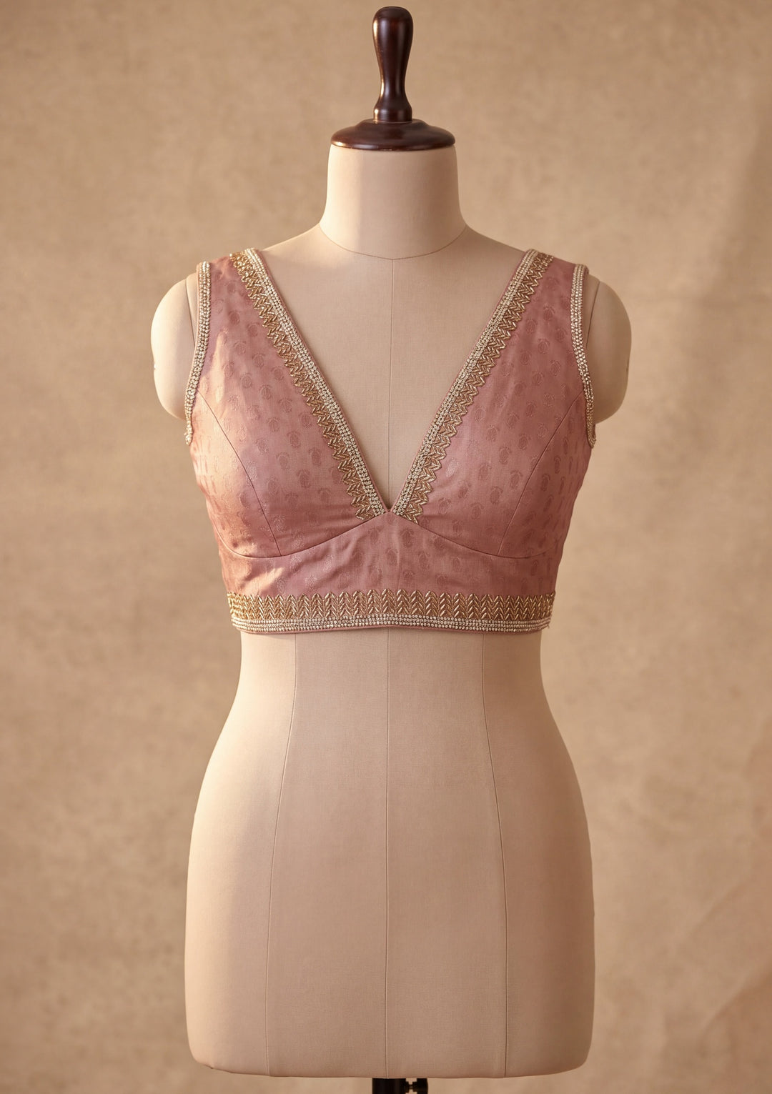 Mauve Tissue Gold Stonework Saree With Matching Blouse Piece