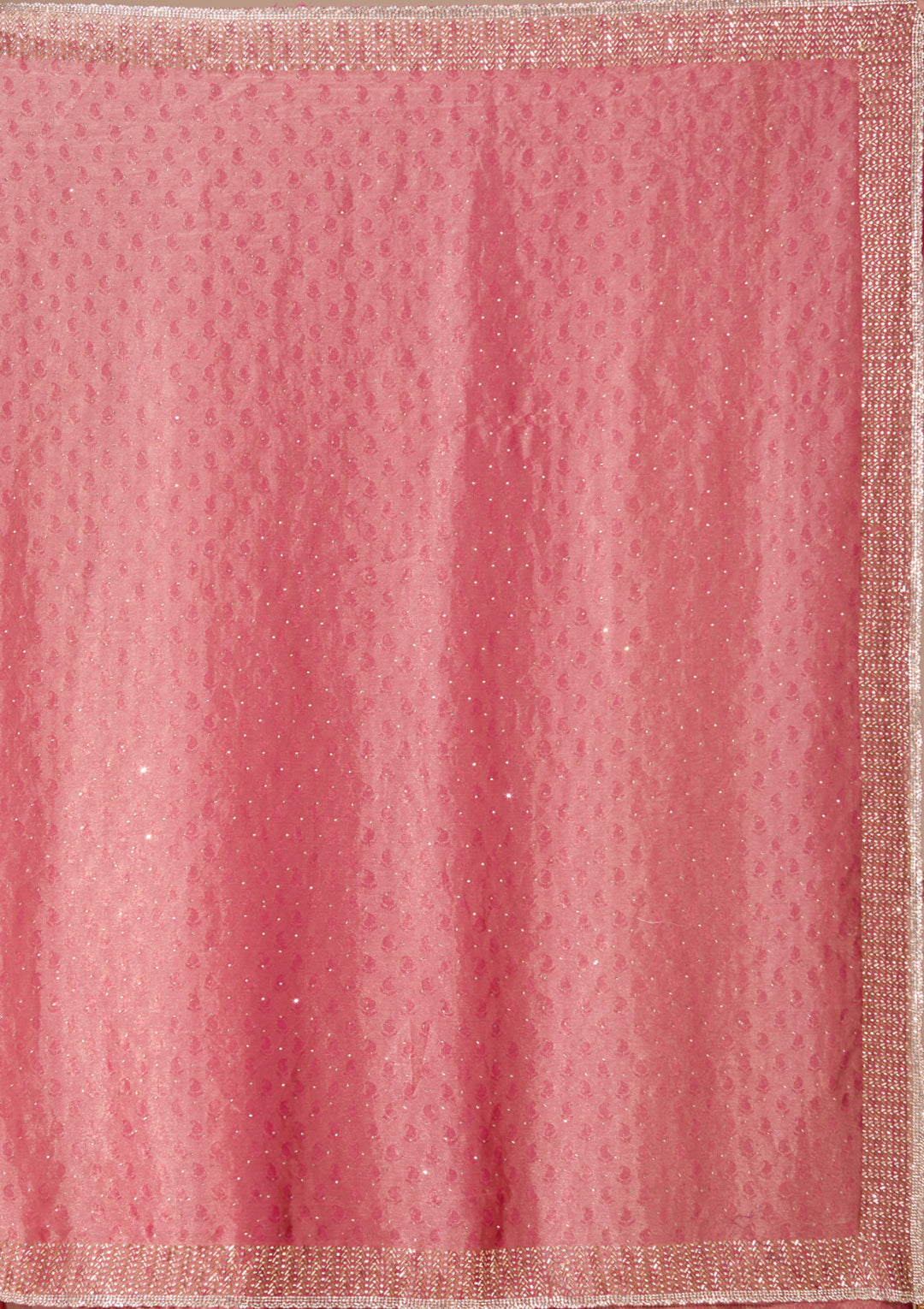 Onion Pink Tissue Gold Stonework Saree With Matching Blouse Piece