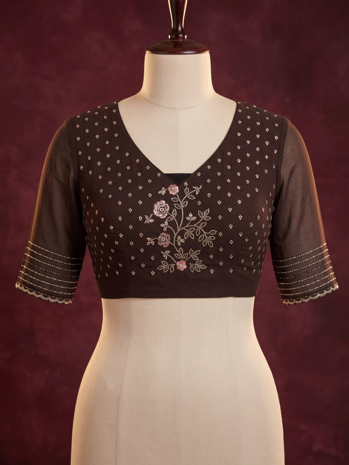 Black Tissue Gold Stonework Saree With Matching Blouse Piece