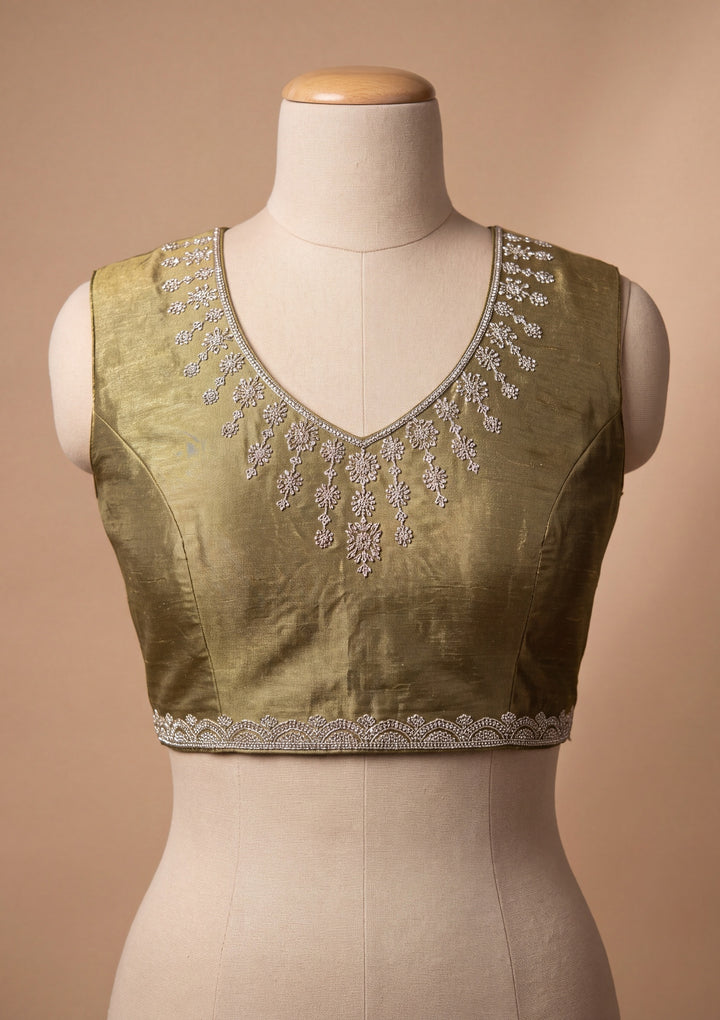 Black Satin Gold Zariwork Saree With Matching Blouse Piece