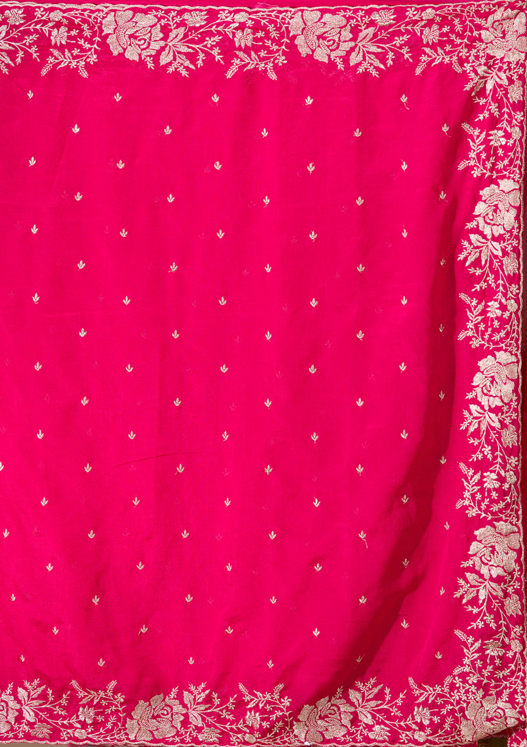 Rani Pink Soft Raw Silk Gold Zariwork Saree With Matching Blouse Piece