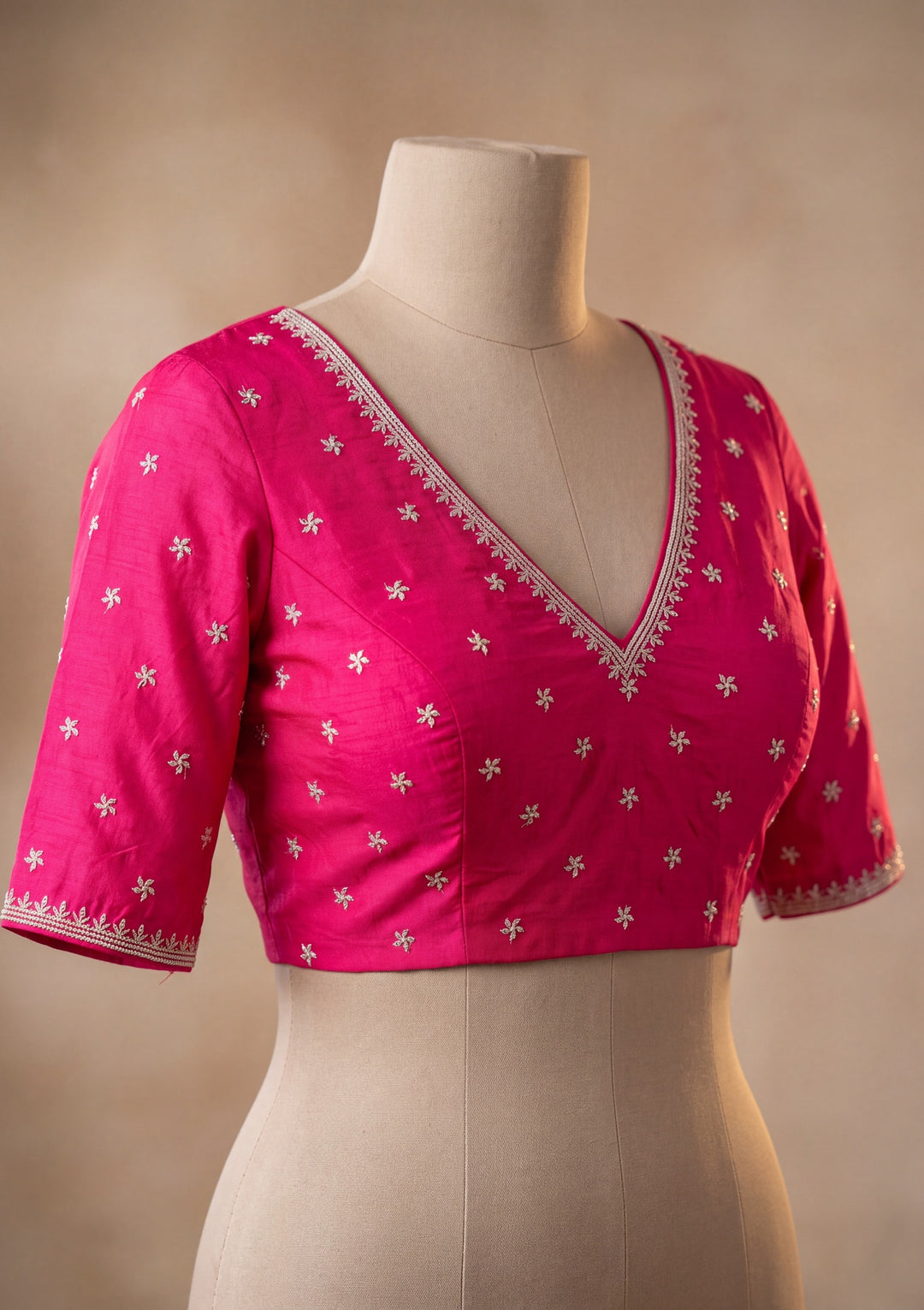 Rani Pink Soft Raw Silk Gold Zariwork Saree With Matching Blouse Piece