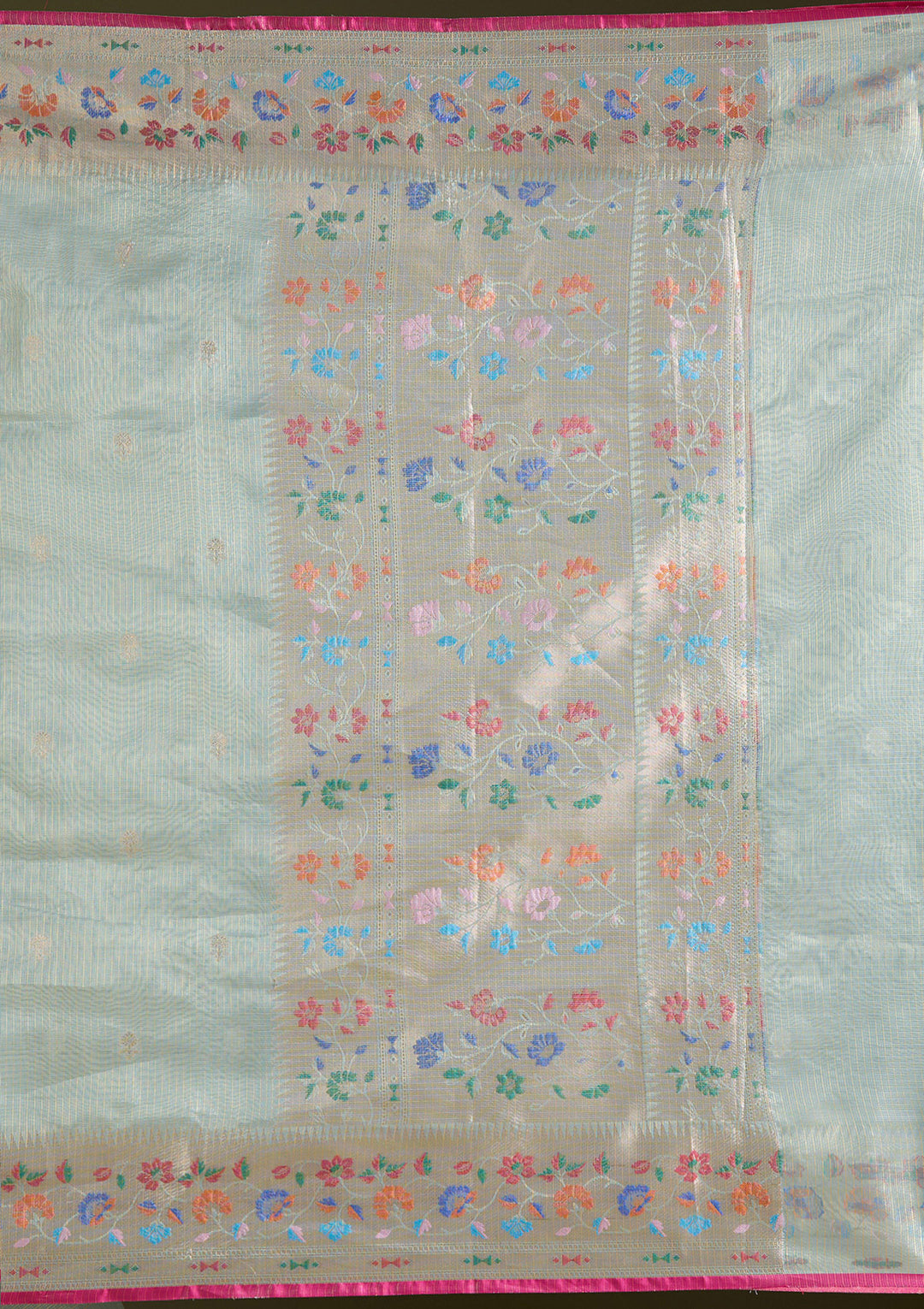 Sea Green Zariwork (Gold) Banarasi Silk Saree