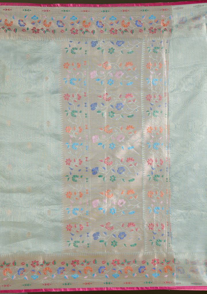 Sea Green Zariwork (Gold) Banarasi Silk Saree