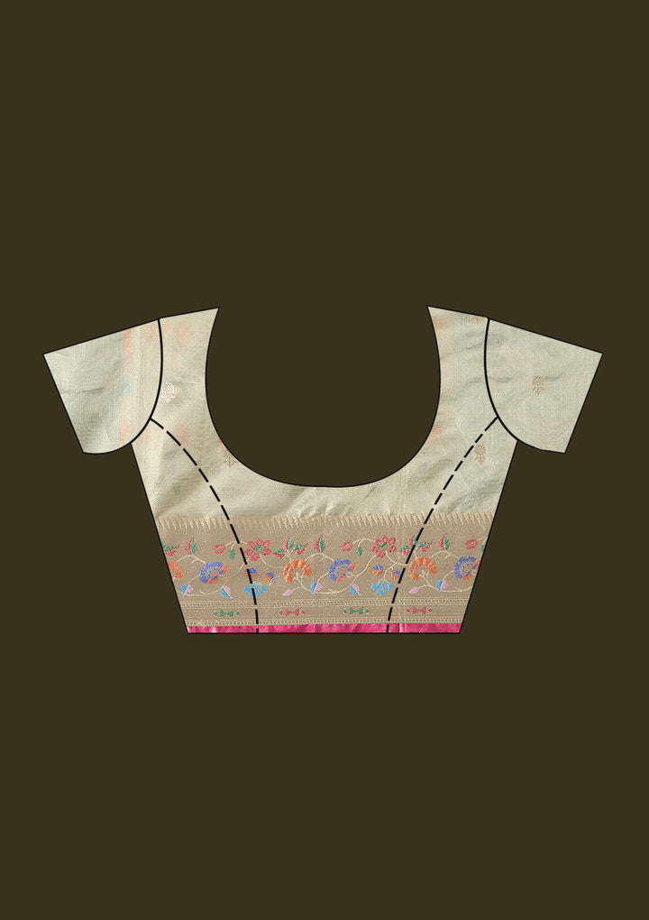 Sea Green Zariwork (Gold) Banarasi Silk Saree