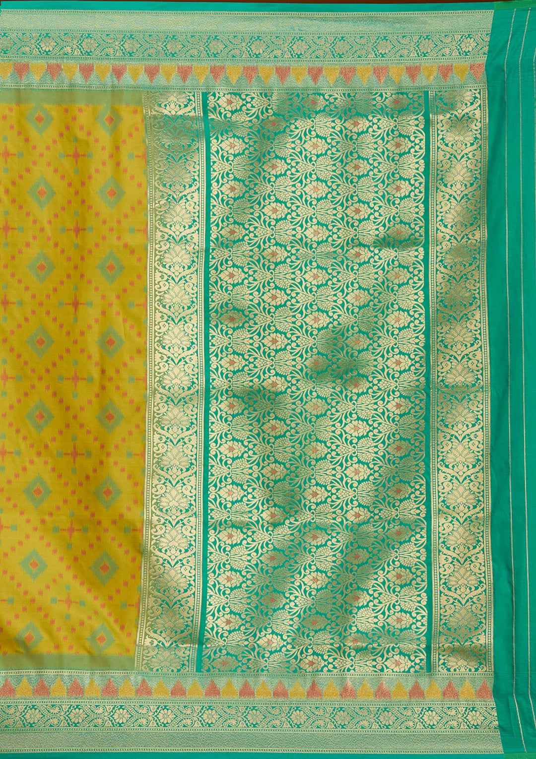 Parrot Green Pochampalli Silk Saree