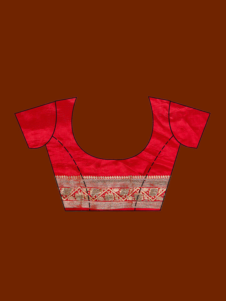 Red Silk Jaal Stonework Saree With Matching Blouse Piece